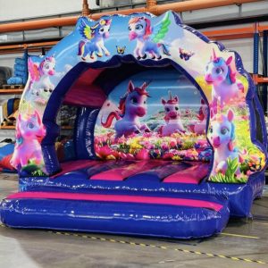 Front view of the 12x12ft 3D Unicorn Contoured Bouncer by Wild Atlantic Bouncy Castles