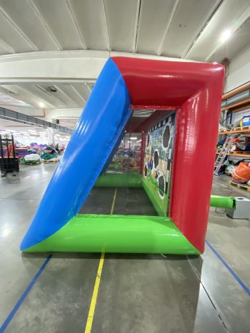 Close-up of inflatable football goals from Wild Atlantic Bouncy Castles