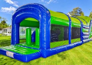 green and blue obstacle course